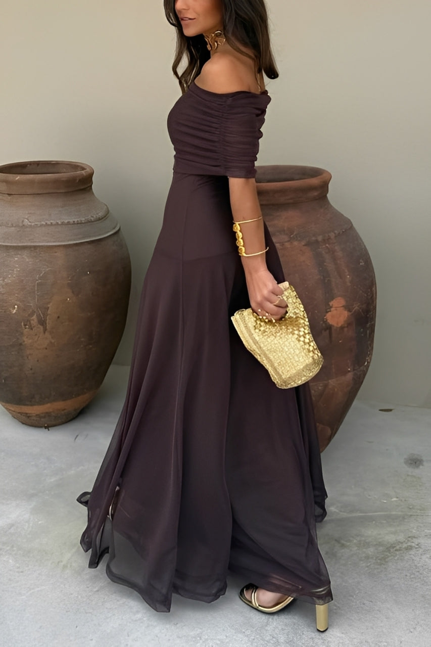 Toledo One Shoulder Mesh Maxi Dress